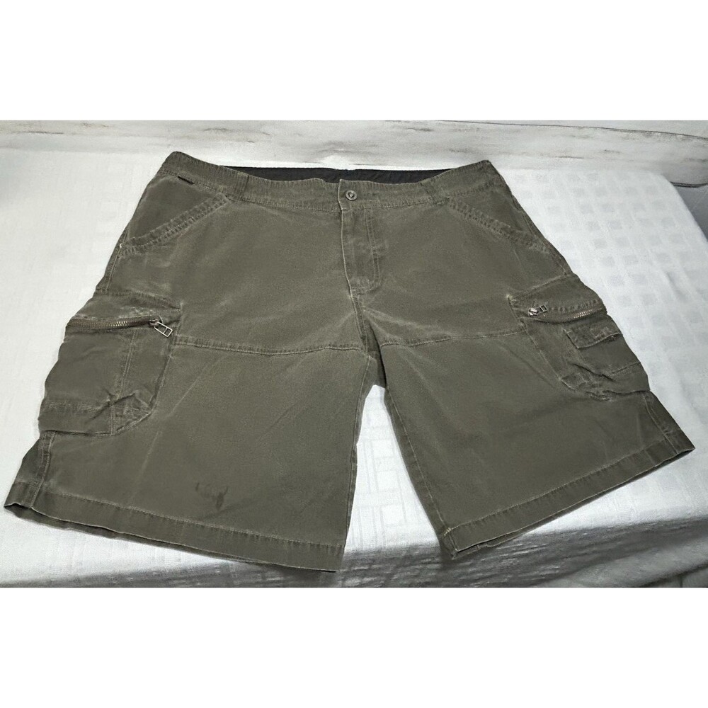 Kuhl 5149 AMUSH Cargo Hiking Shorts Outdoor Green Brown Zip Pockets Mens Size 42
